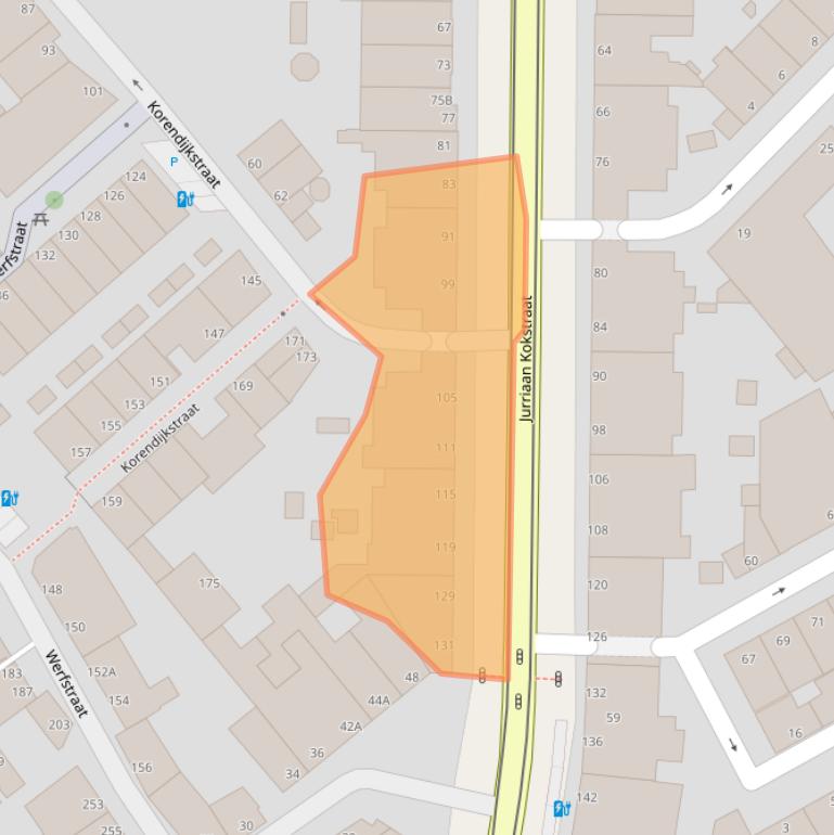 Kaart van postcodegebied 2586SE.