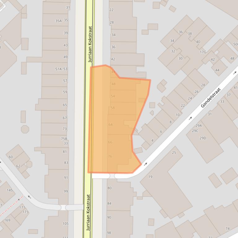 Kaart van postcodegebied 2586SK.