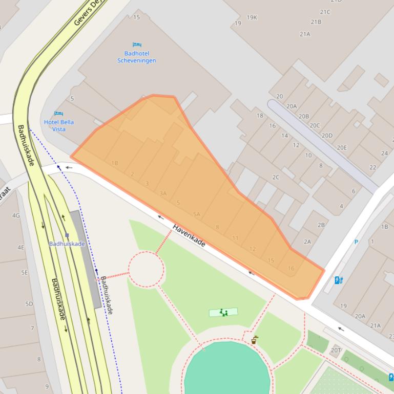 Kaart van postcodegebied 2586TS.