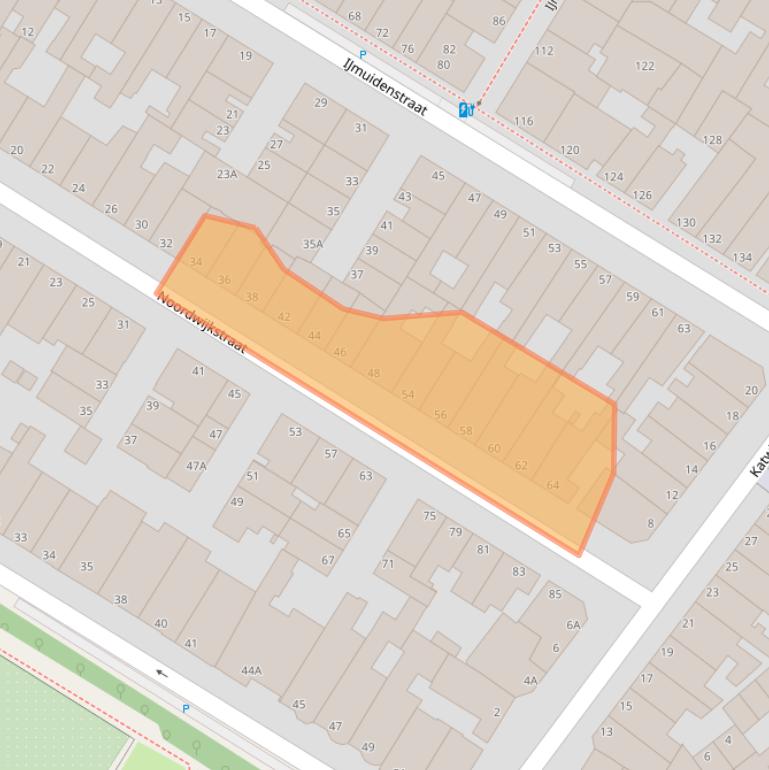 Kaart van postcodegebied 2586VJ.