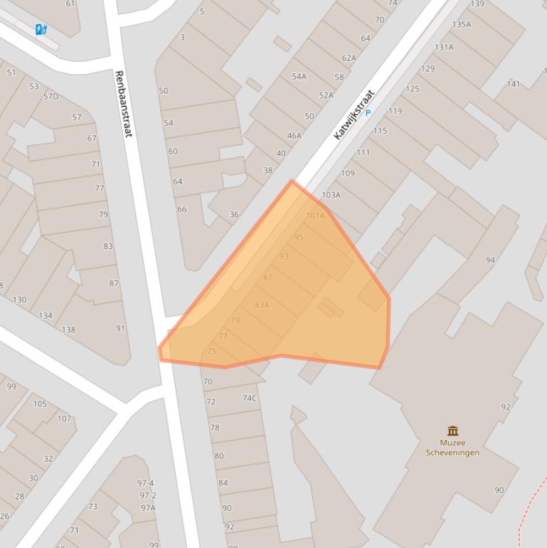 Kaart van postcodegebied 2586VM.