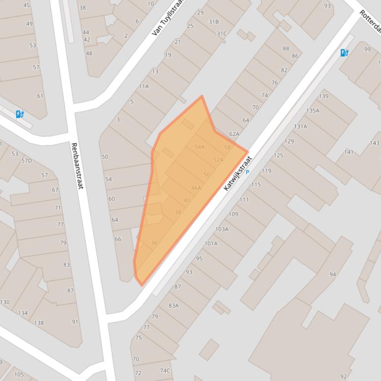 Kaart van postcodegebied 2586VR.