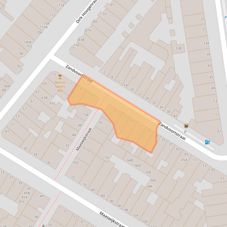 Kaart van postcodegebied 2586VT.