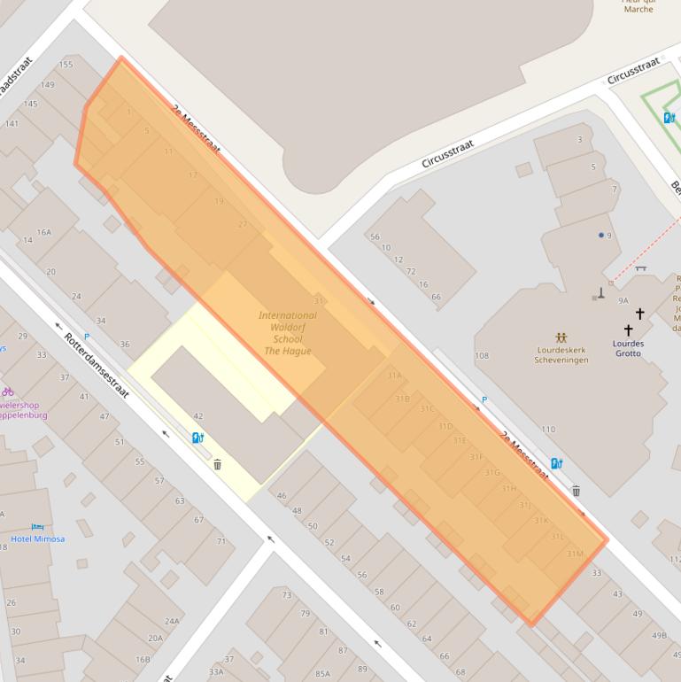 Kaart van postcodegebied 2586XA.