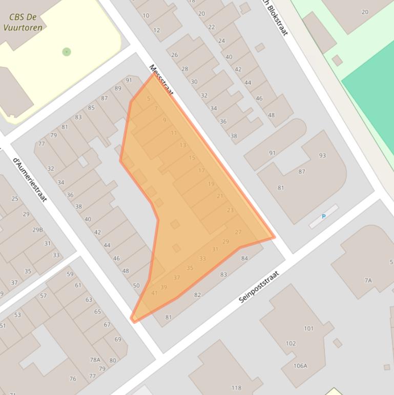 Kaart van postcodegebied 2586XH.