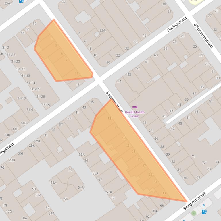Kaart van postcodegebied 2586XR.