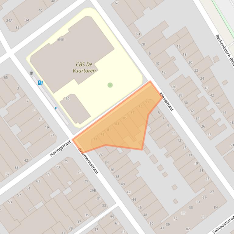 Kaart van postcodegebied 2586XX.