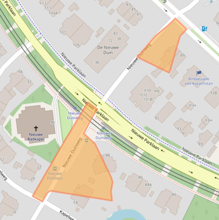 Kaart van postcodegebied 2587AB.