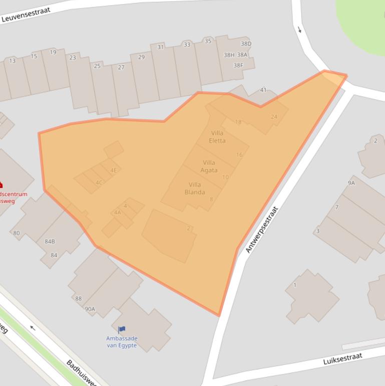 Kaart van postcodegebied 2587AG.