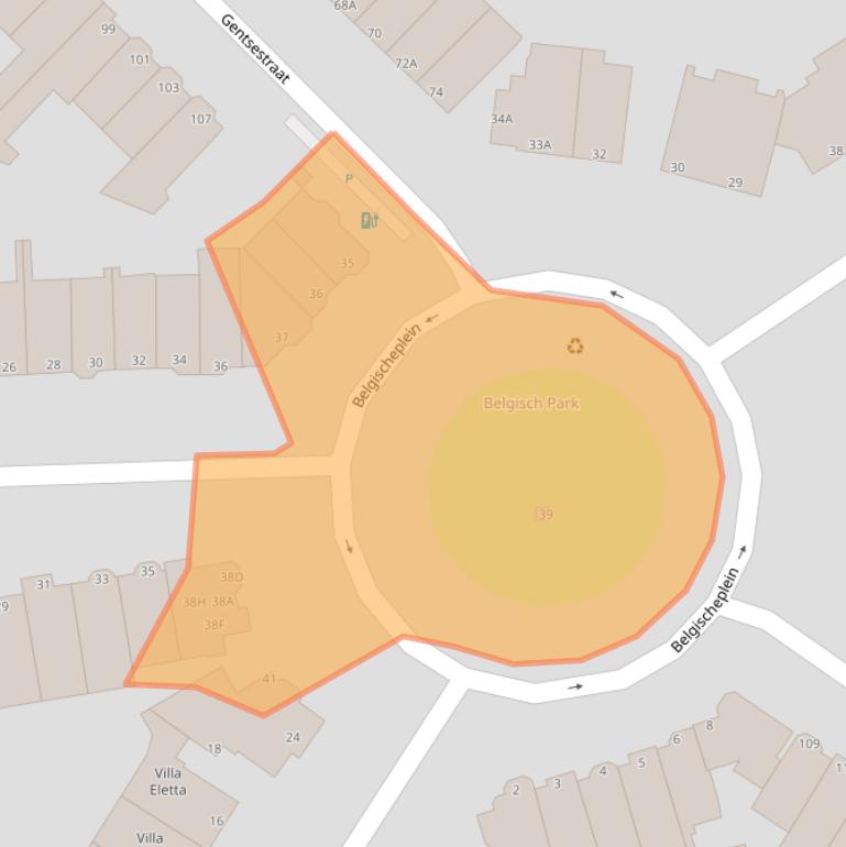 Kaart van postcodegebied 2587AT.