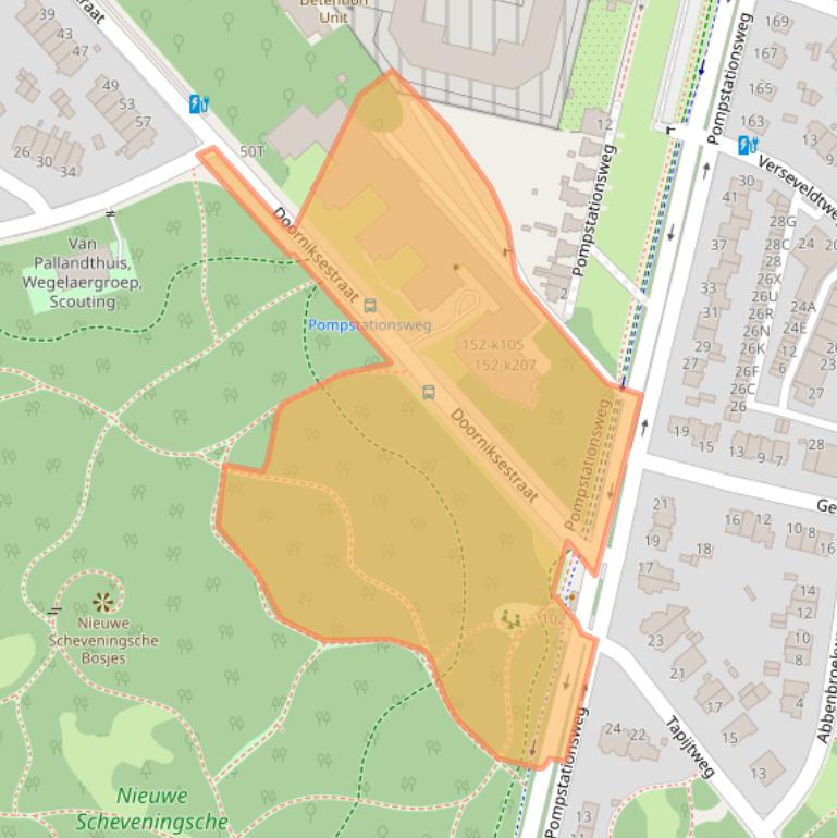 Kaart van postcodegebied 2587AZ.