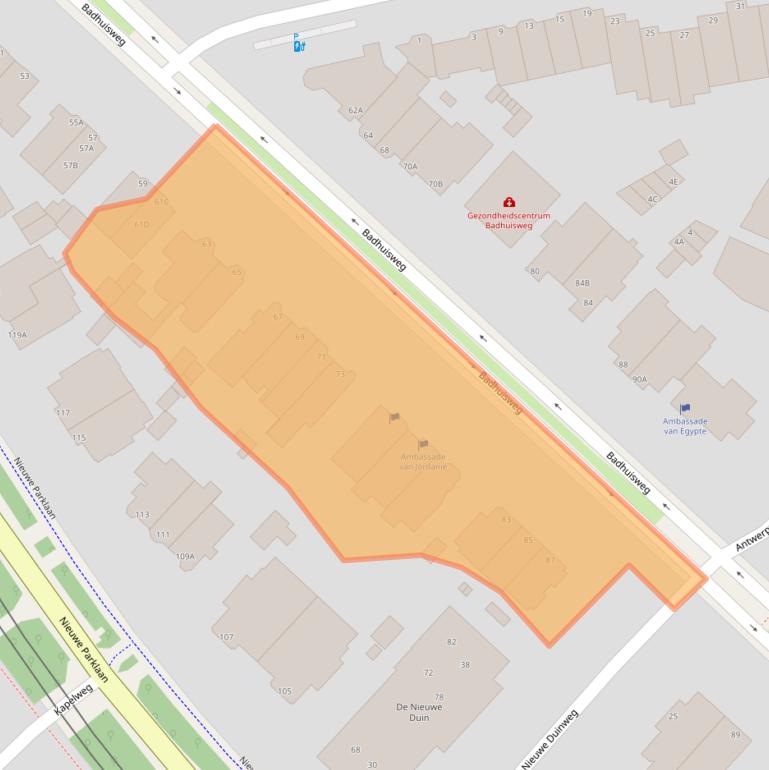 Kaart van postcodegebied 2587CD.