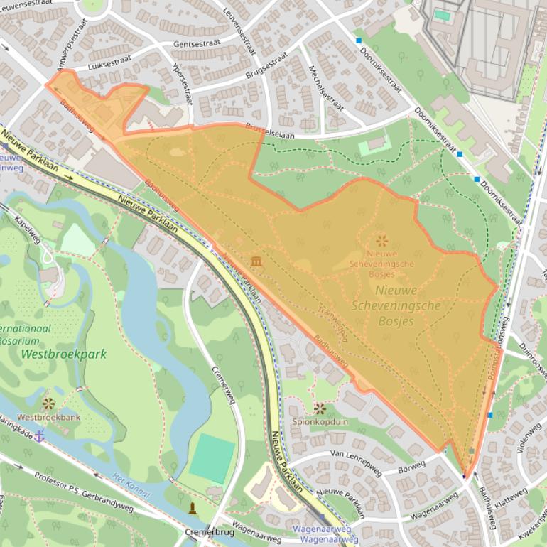 Kaart van postcodegebied 2587CM.