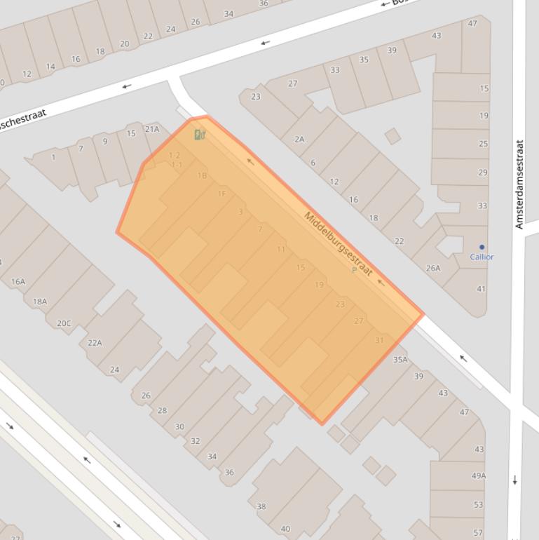 Kaart van postcodegebied 2587CS.