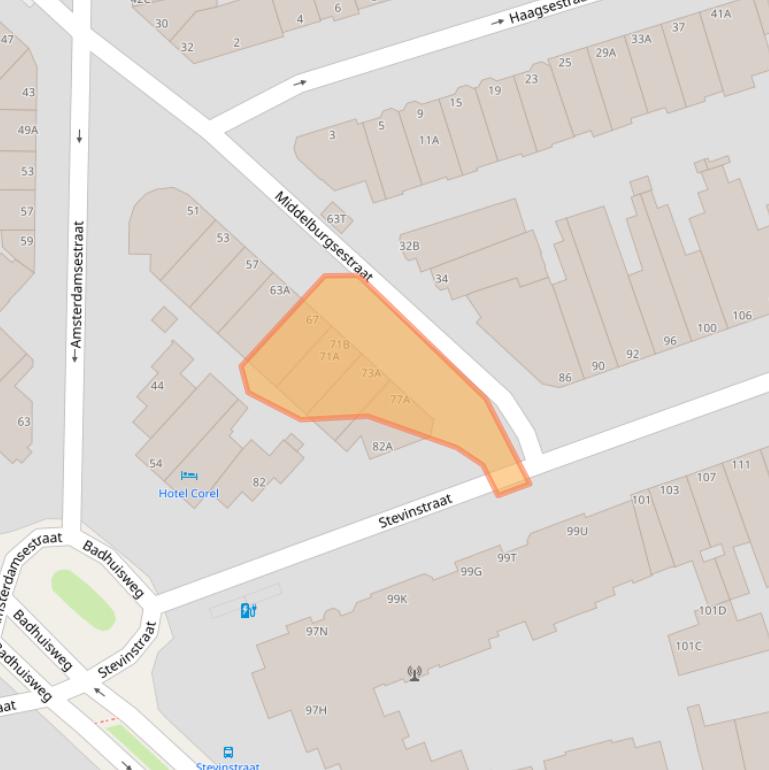 Kaart van postcodegebied 2587CV.