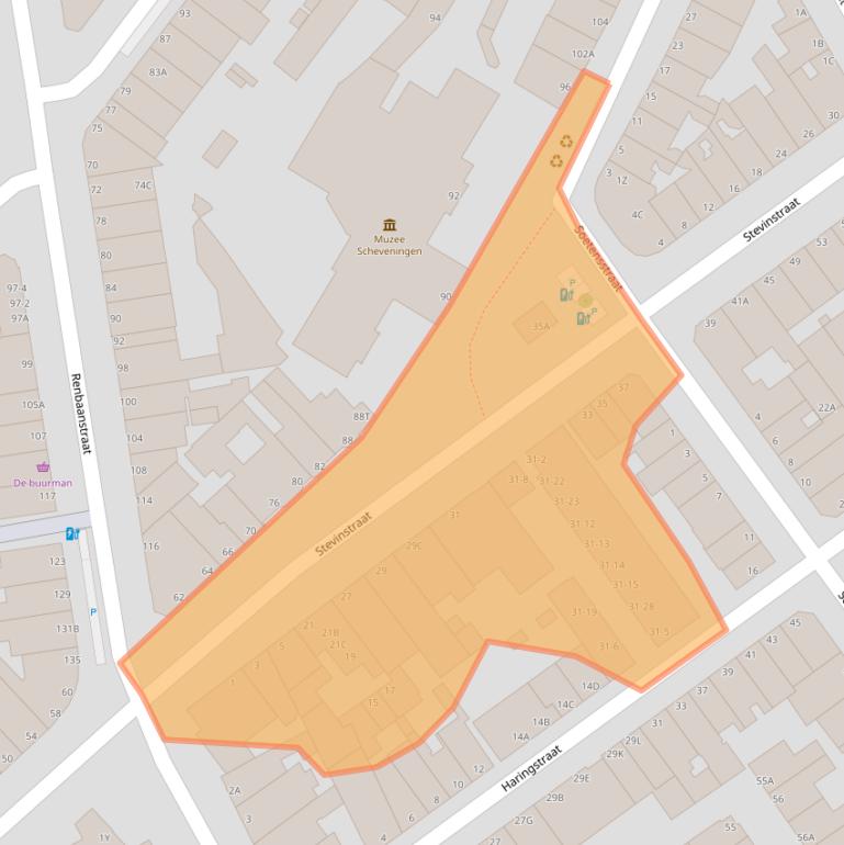 Kaart van postcodegebied 2587EA.