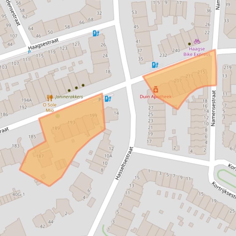Kaart van postcodegebied 2587EG.