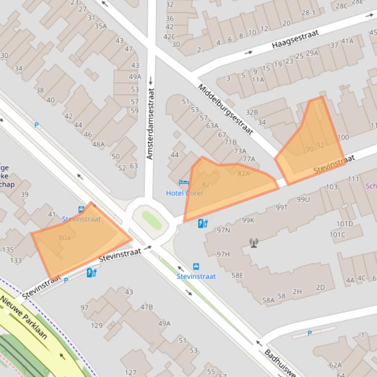 Kaart van postcodegebied 2587EP.