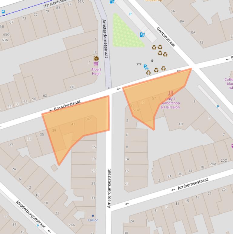 Kaart van postcodegebied 2587HB.