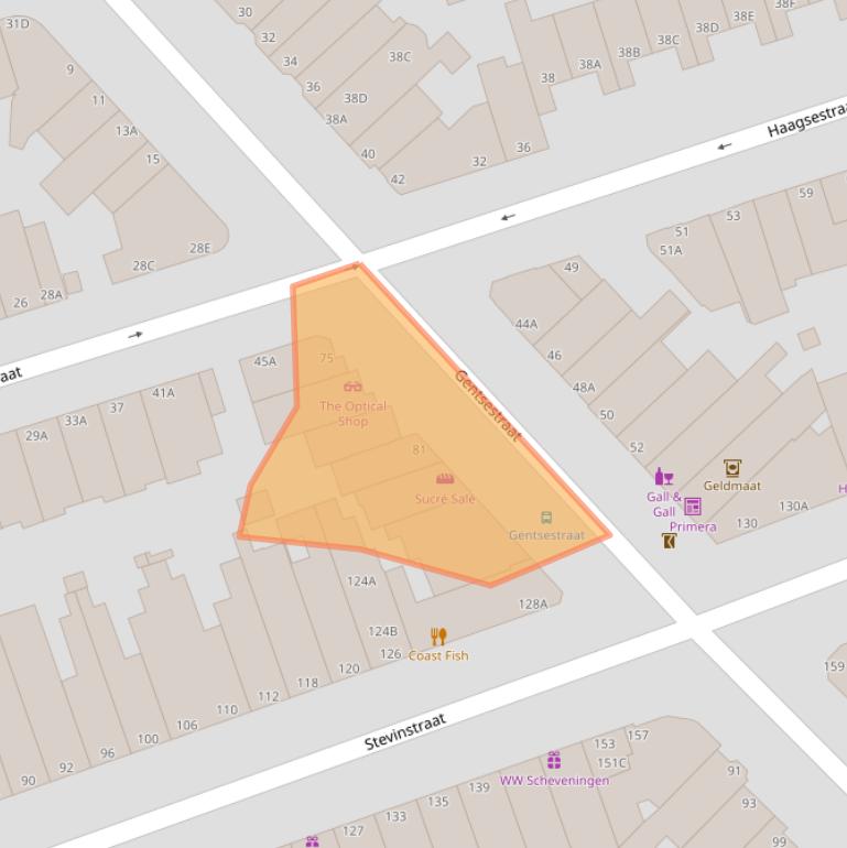 Kaart van postcodegebied 2587HL.