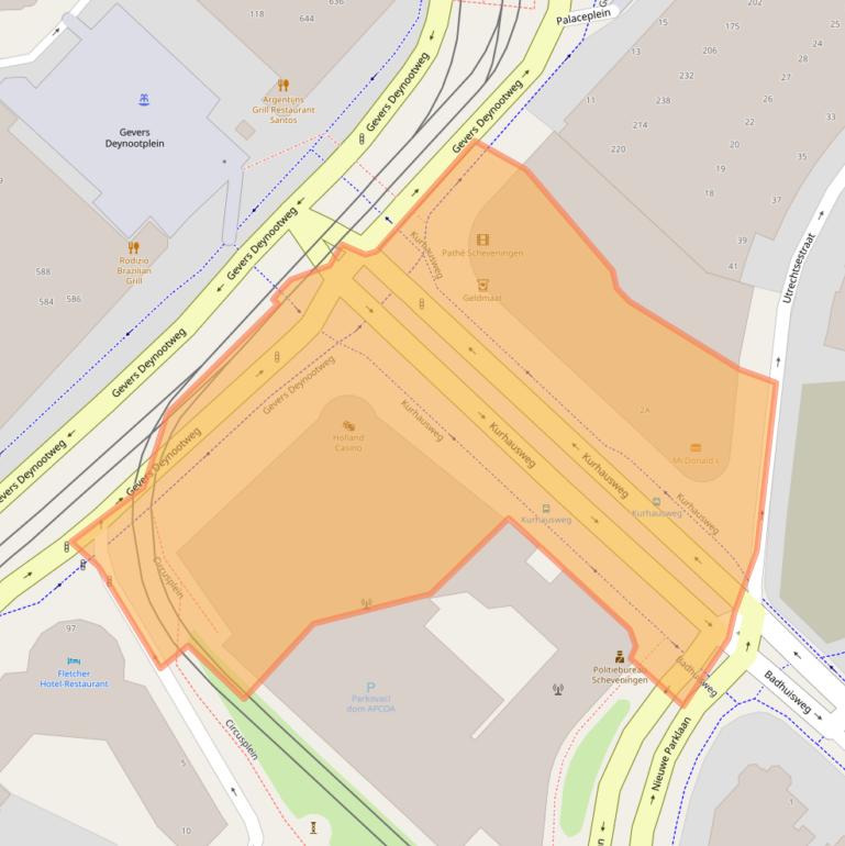 Kaart van postcodegebied 2587RT.