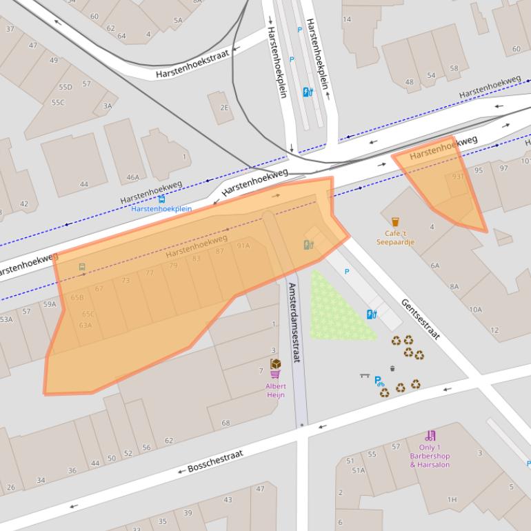 Kaart van postcodegebied 2587SE.