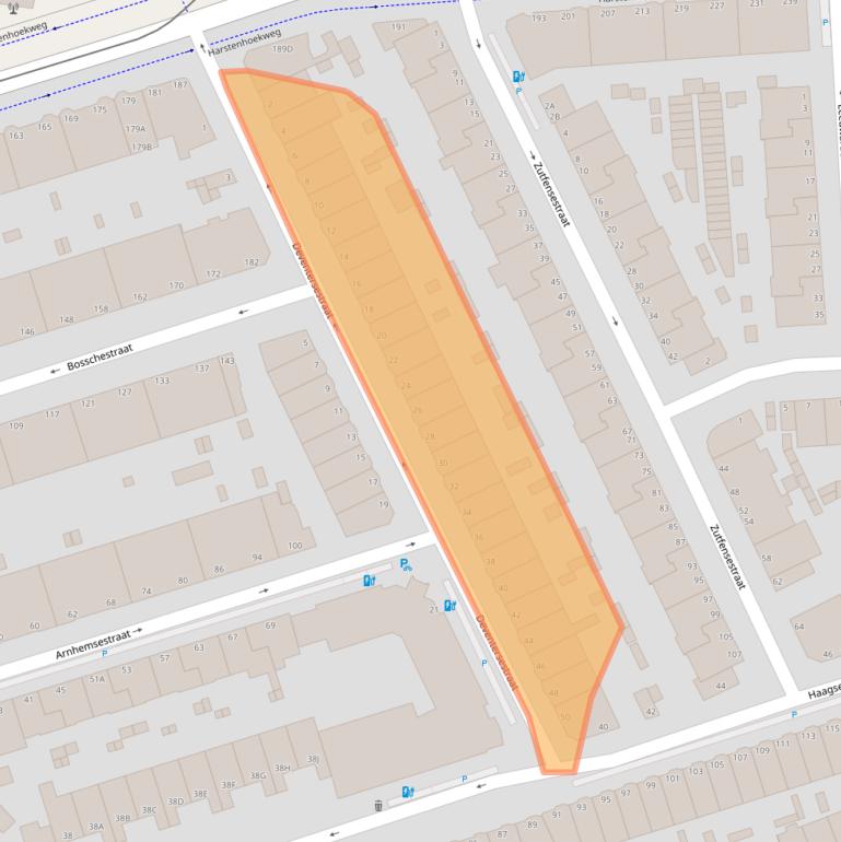 Kaart van postcodegebied 2587SZ.
