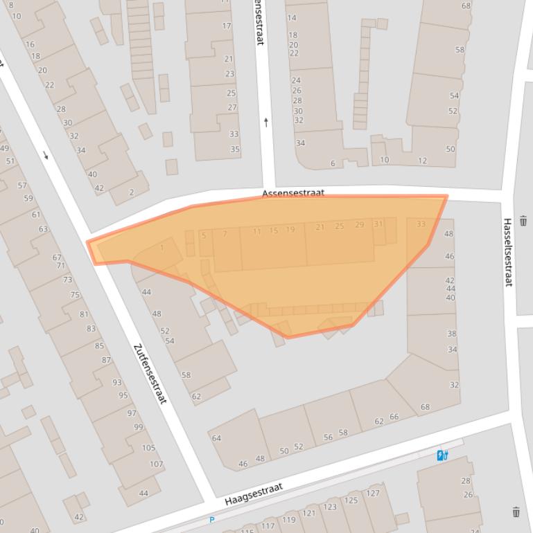 Kaart van postcodegebied 2587TA.