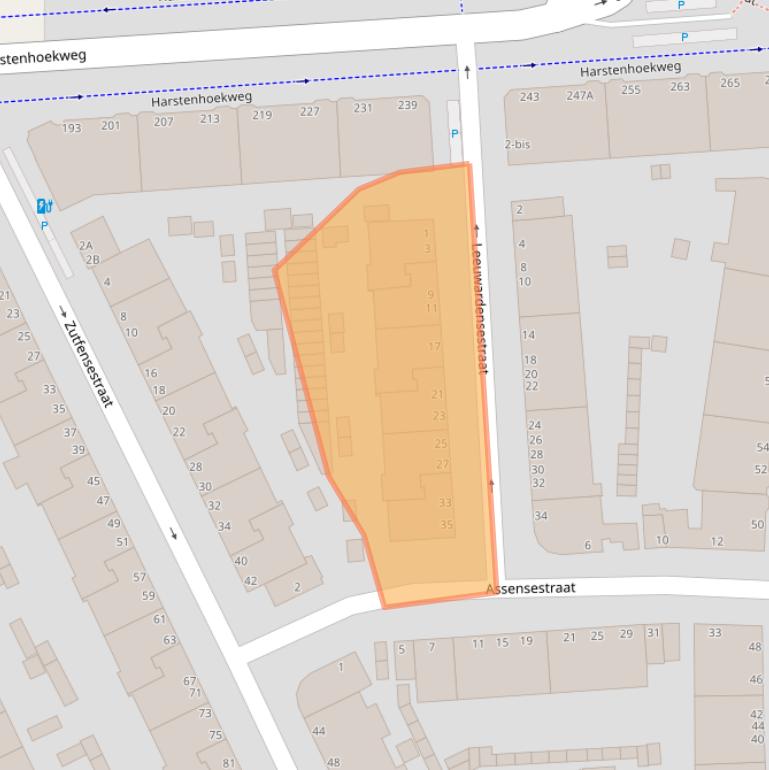 Kaart van postcodegebied 2587TC.