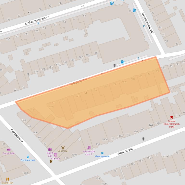 Kaart van postcodegebied 2587TG.