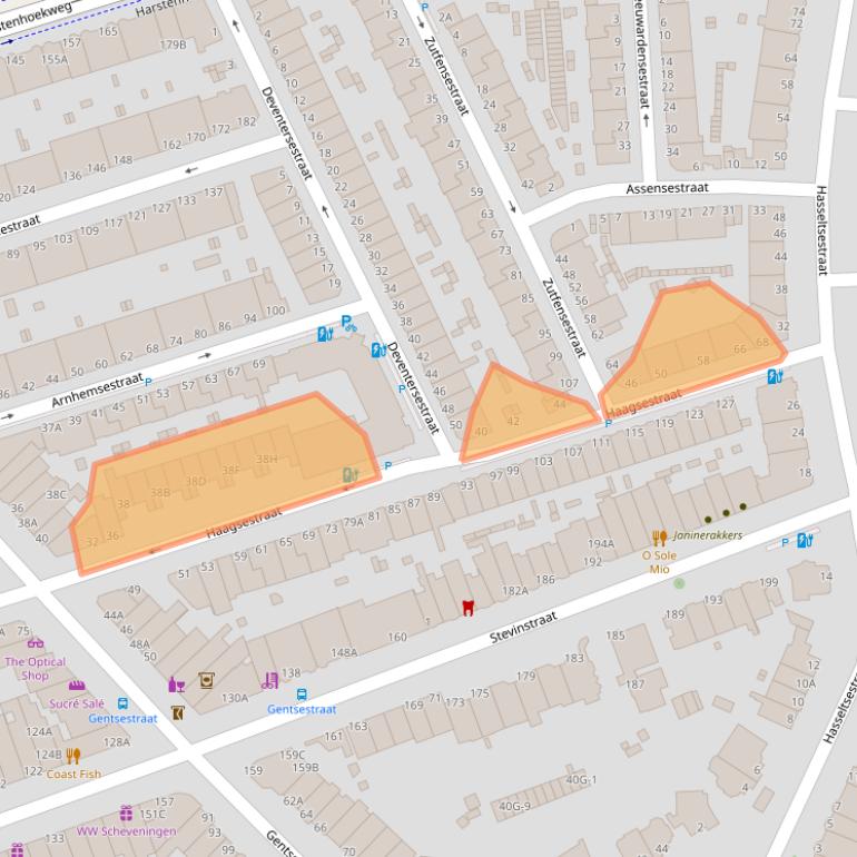 Kaart van postcodegebied 2587TK.