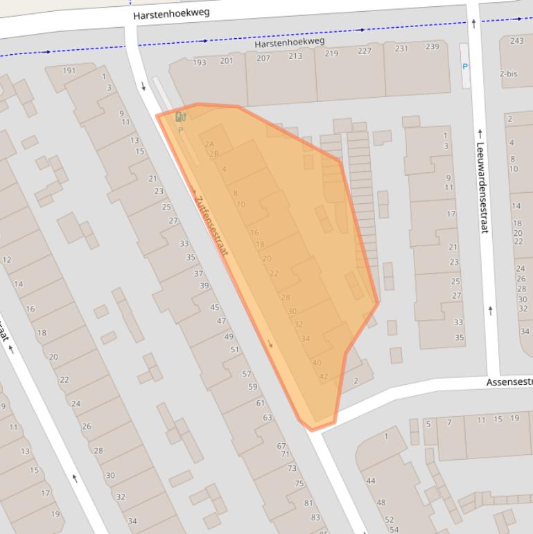 Kaart van postcodegebied 2587TP.