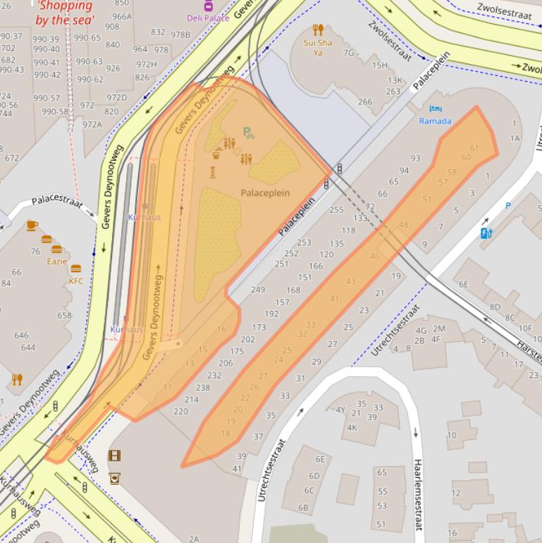 Kaart van postcodegebied 2587WE.
