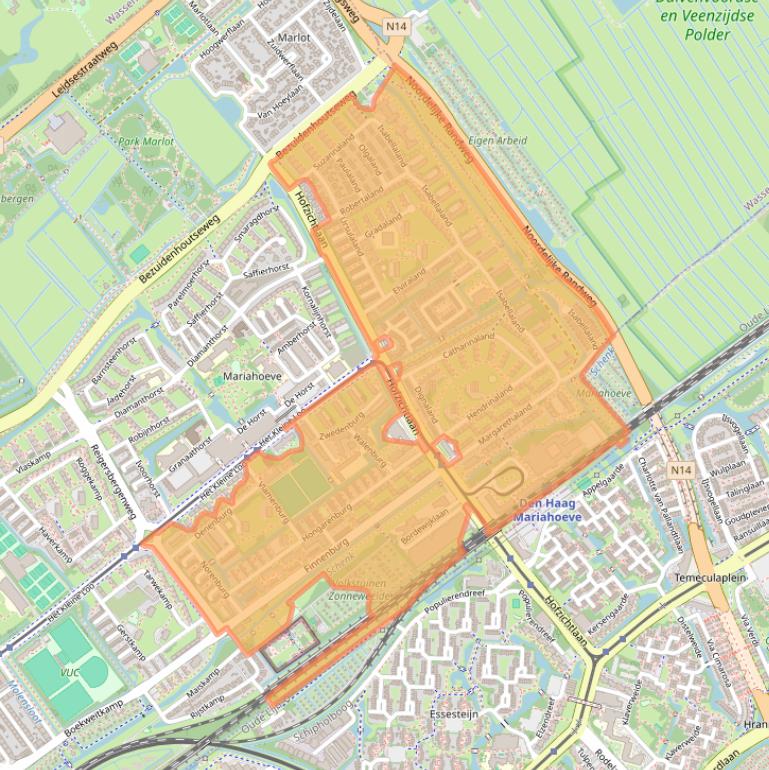 Kaart van postcodegebied 2591.