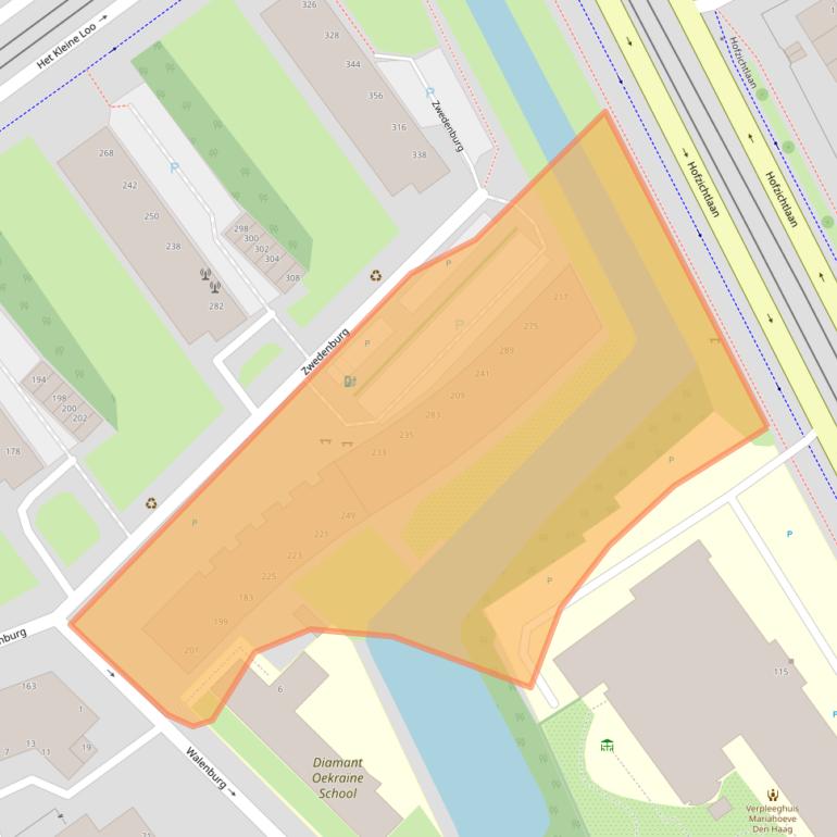 Kaart van postcodegebied 2591BE.