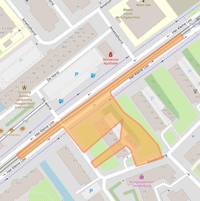 Kaart van postcodegebied 2591BH.