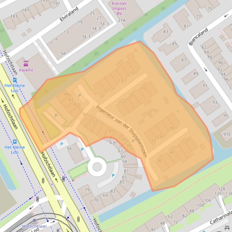 Kaart van postcodegebied 2591CW.