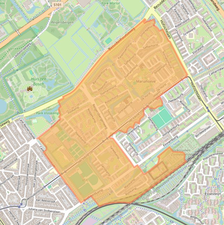 Kaart van postcodegebied 2592.