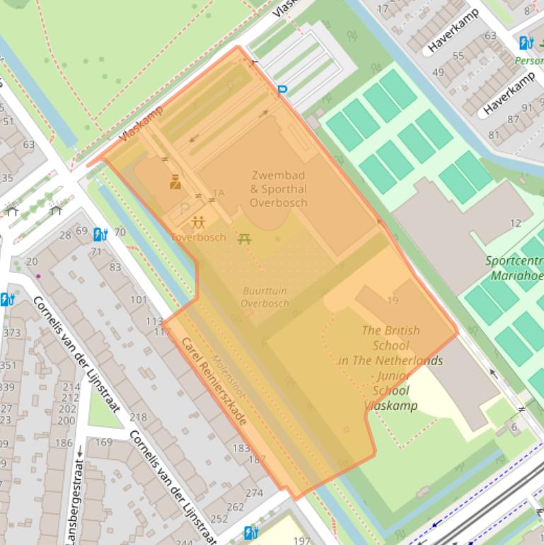 Kaart van postcodegebied 2592AA.