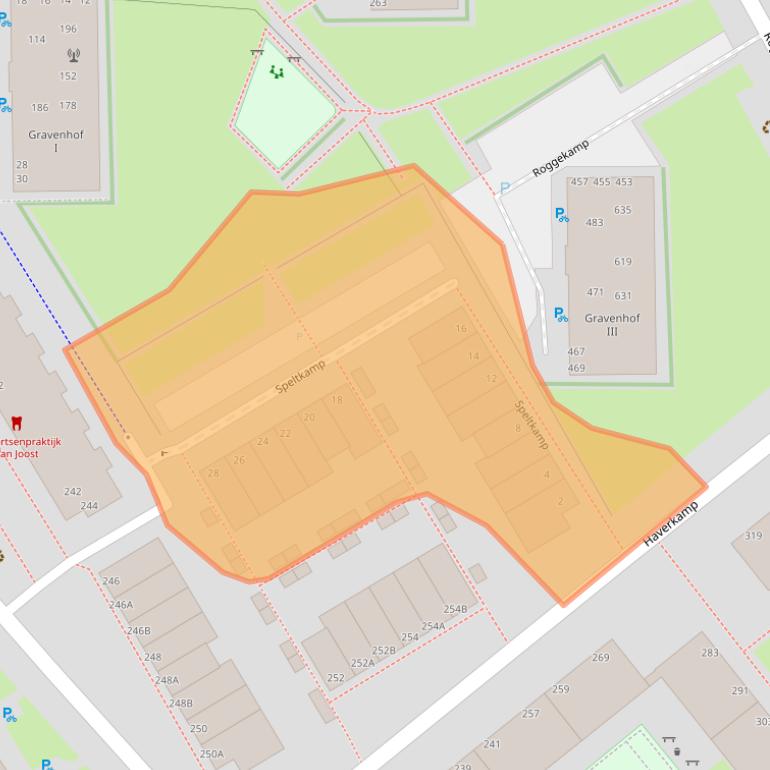 Kaart van postcodegebied 2592BN.