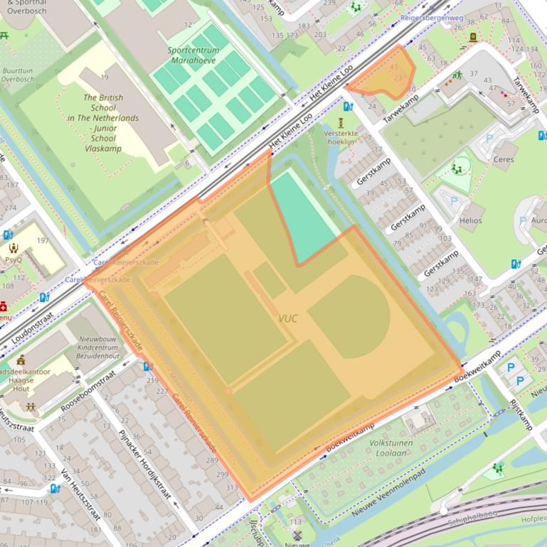 Kaart van postcodegebied 2592BW.