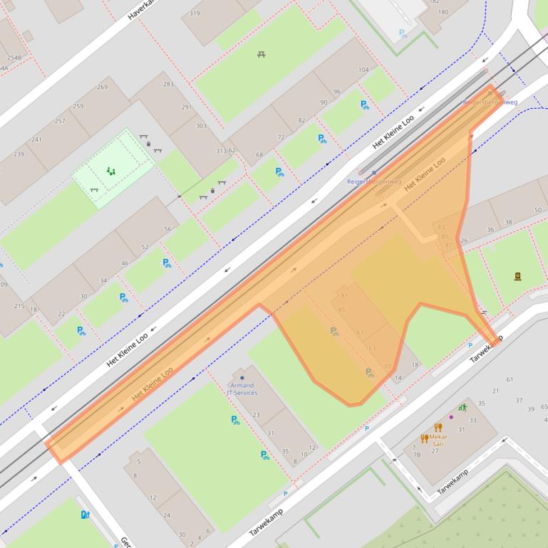 Kaart van postcodegebied 2592BX.