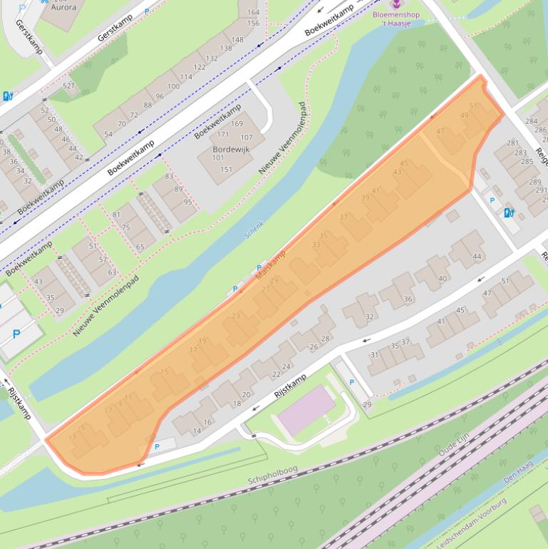 Kaart van postcodegebied 2592EW.