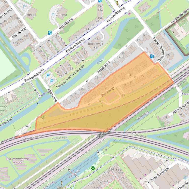 Kaart van postcodegebied 2592EX.