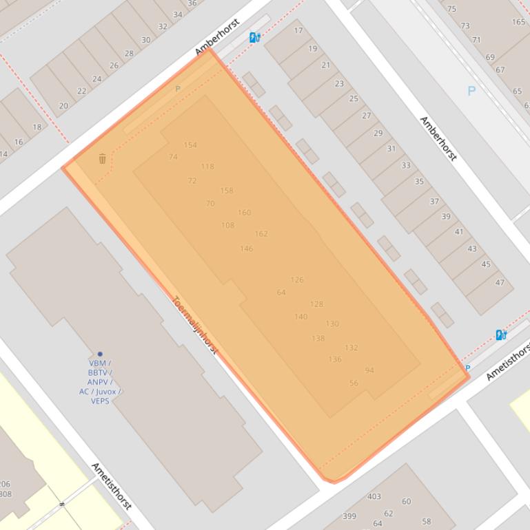 Kaart van postcodegebied 2592JK.