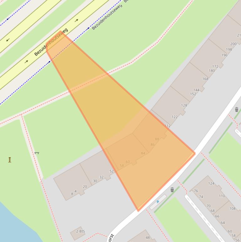 Kaart van postcodegebied 2592SG.