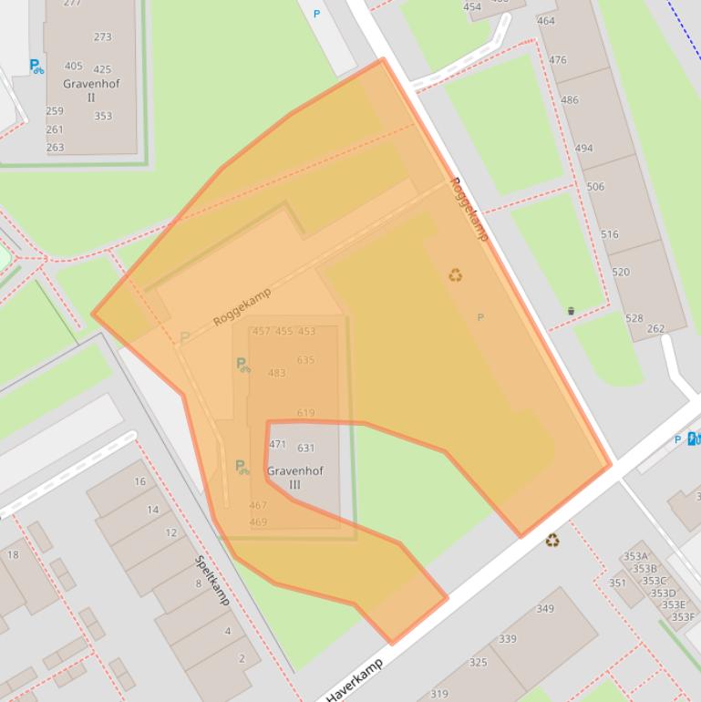Kaart van postcodegebied 2592VX.