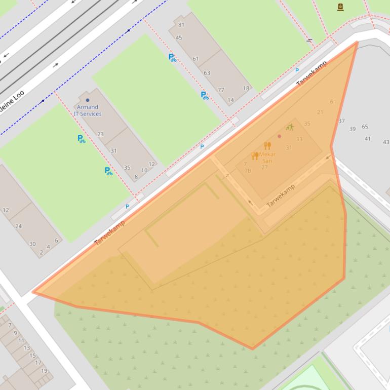 Kaart van postcodegebied 2592XG.