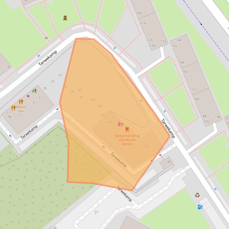 Kaart van postcodegebied 2592XH.