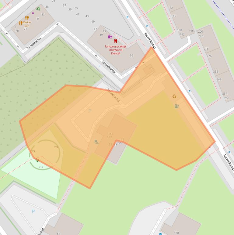 Kaart van postcodegebied 2592XJ.